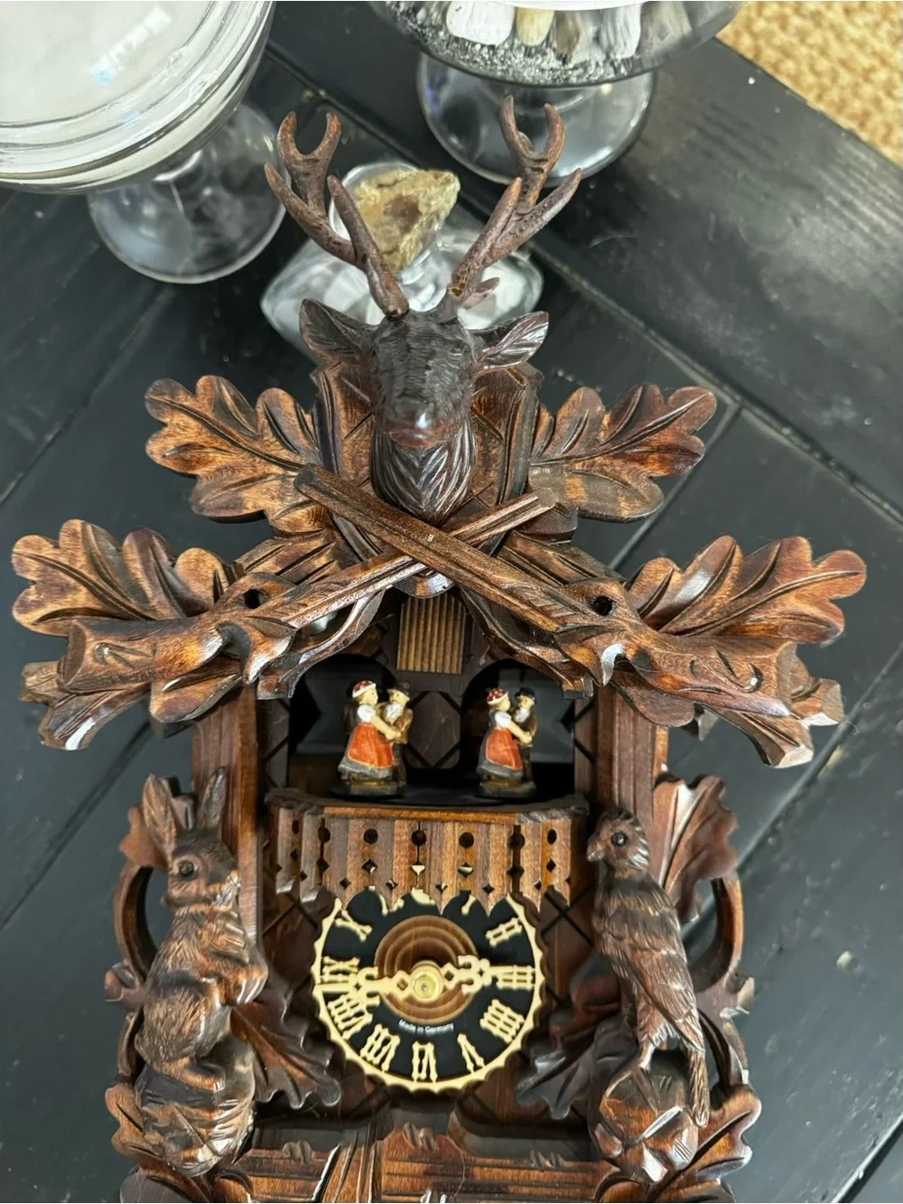 Hand-Carved Brown Cuckoo Wall Clock - Hones